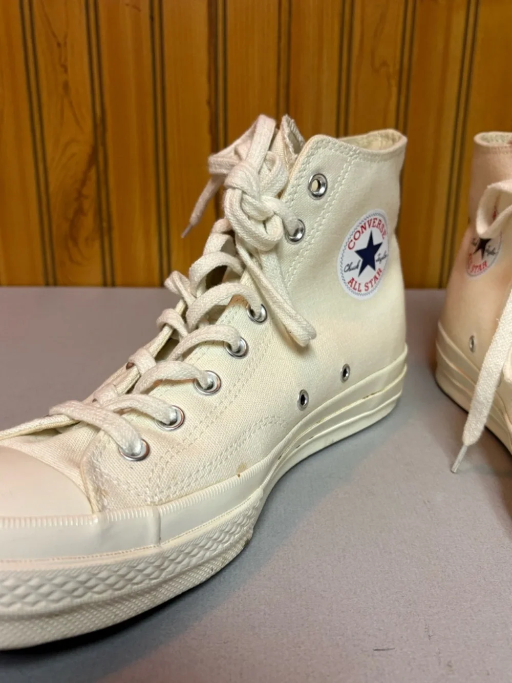Converse Chuck Taylor High Top in Cream with Red Heart Graphics - Picture 7 of 8
